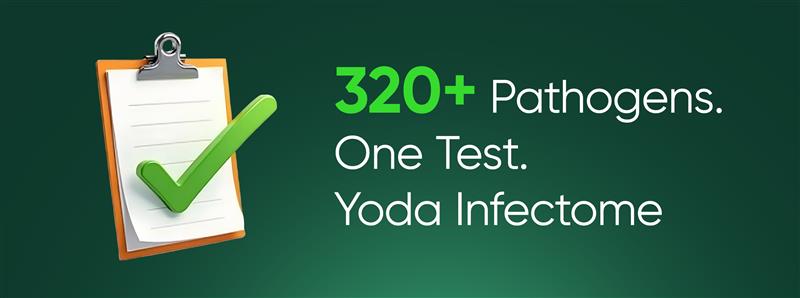 Infectome panel coverage: bacteria, viruses, fungi, parasites, incl. TB